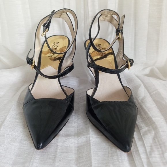 MICHAEL Kors Wrap Ankle Pumps Strap High Heels Black Patent Leather Sz 6 - Picture 4 of 9